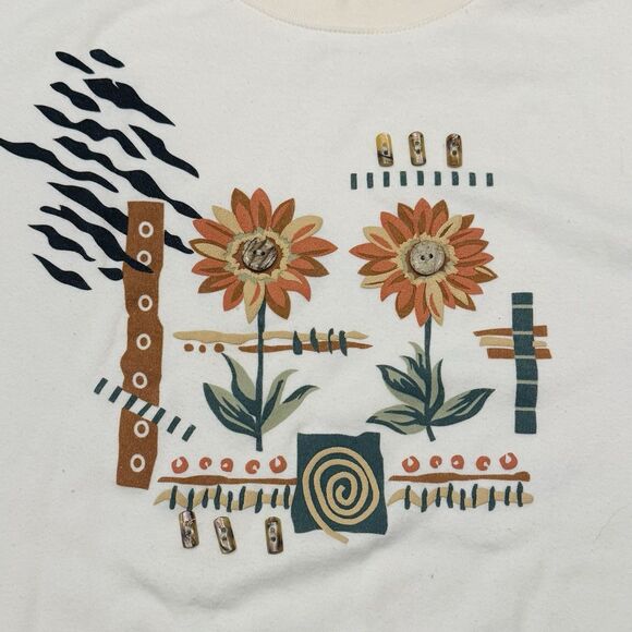 Vintage Teddi T Shirt Women’s Embroidered Short Sleeve Top Embellished Buttons - Picture 4 of 9